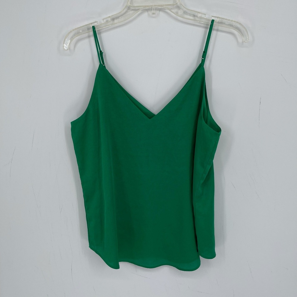 Express Women's Green Plunge V-Neck Spaghetti Strap Chic Cami Tank Top Size S